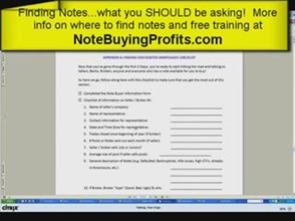 Finding Notes =>Checklists 4 You! => Note Buying Profits.com