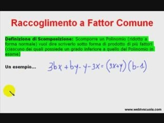 Matematica: Esercizi Raccoglimento a Fattore Comune