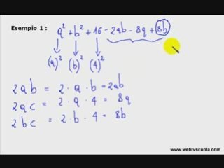 Matematica: Esercizi Quadrato del Trinomio - Scomposizione