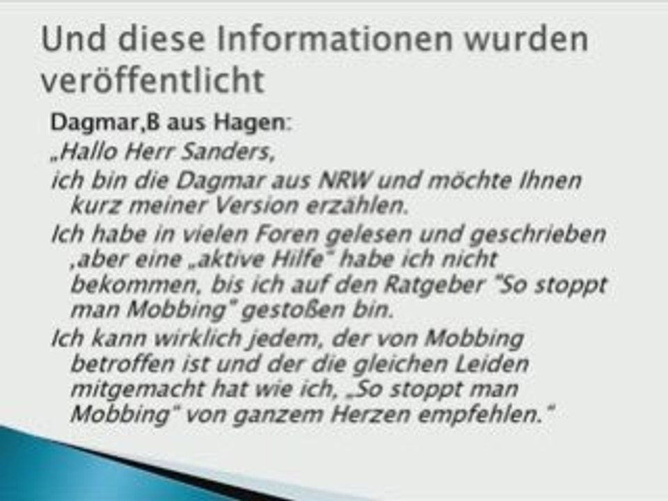 Hilfe bei Mobbing (Schule, Arbeitsplatz)