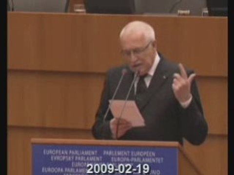 Vaclav Klaus président tchèque au parlement € européen
