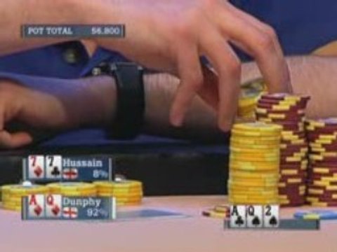 Poker EPT 2 Monte Carlo Dunphy hits 2 pair vs Hussain