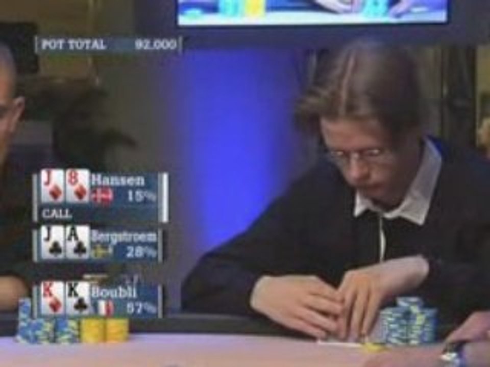 Poker EPT 2 Barcelone Boubli vs Gus Hansen vs Bergstroem