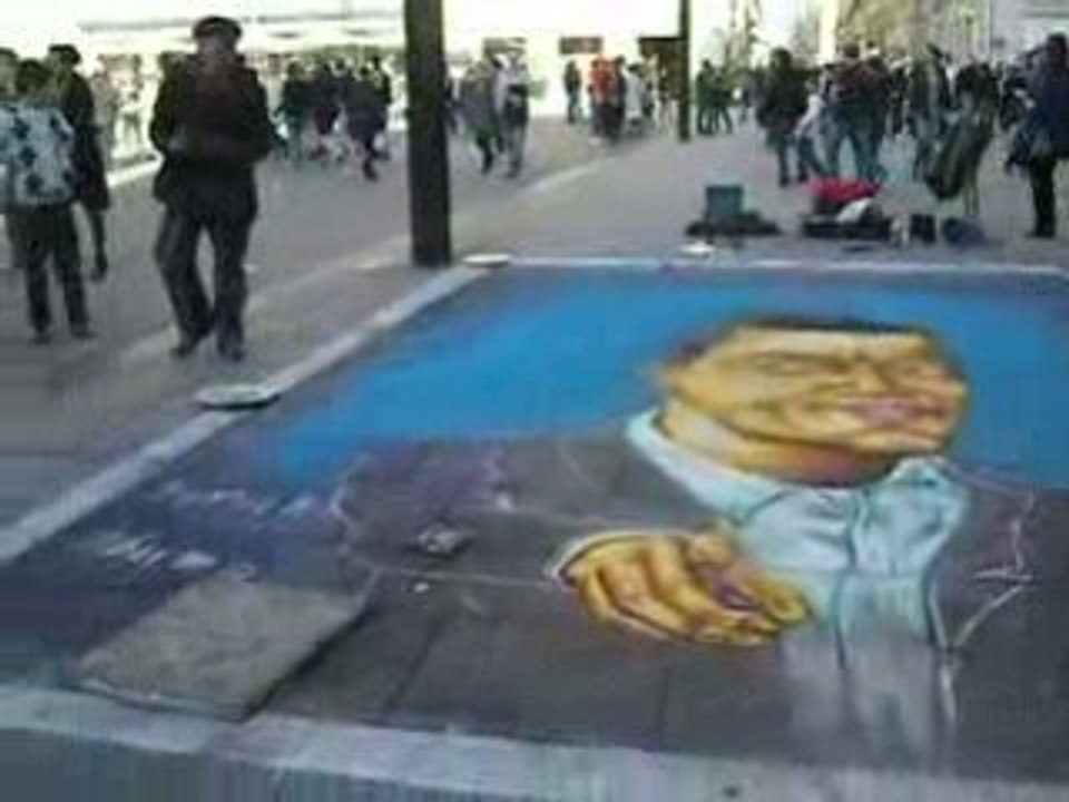 ARTISTE PEINTRE SUR UN TROTTOIR DE NANTES SAMEDI 28.02.09