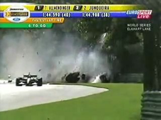 ChampCar road america 2006 Massive crash Legge en français (Eurosport)