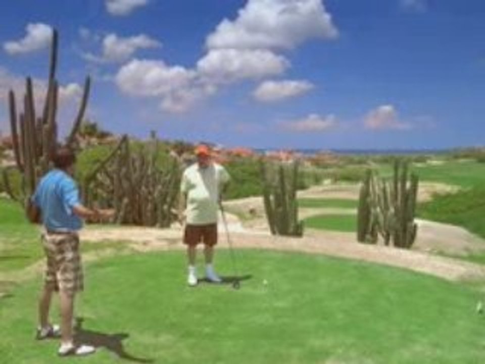 Lewis Black playing golf with Aruba’s Weatherman