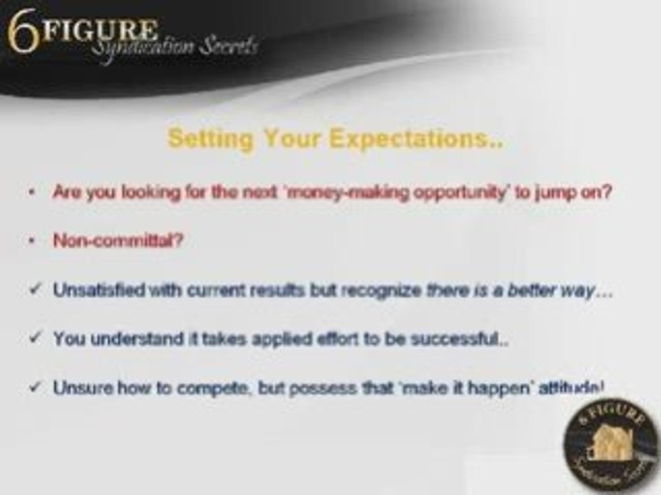 Six-Figure Syndication Bonus