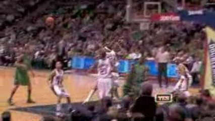 NBA Stephon Marbury drives...Sean Williams denies him.
