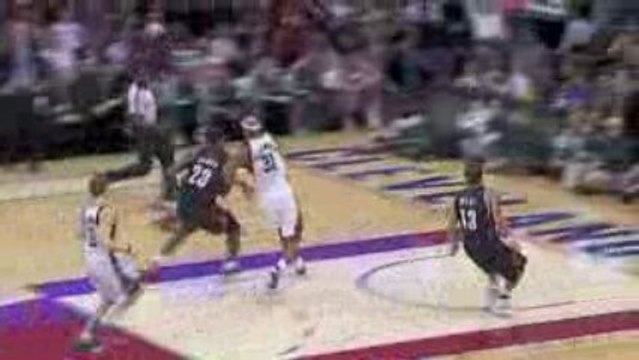NBA Delonte West steals the pass...LeBron James finishes wit