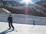 Elena snowboarding in Isola 2000 (Alpes, France) - day 3