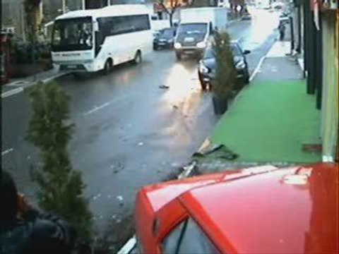 Car sideswipes parked car and rams into store