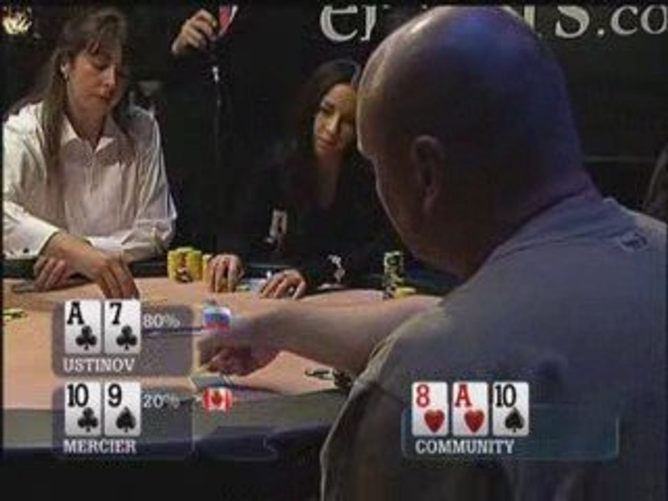 Poker EPT 1 Monte Carlo Ustinov plays strong vs Mercier