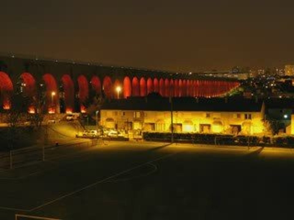 Mise en lumière de l'aqueduc d'Arcueil-Cachan le 7 mars 2009