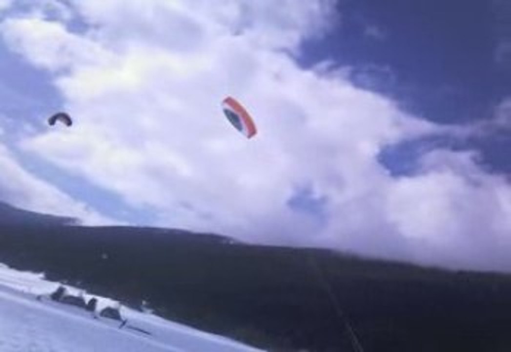 Manu au snowkite : première session première tole !!