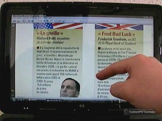 Acrobat Reader 9 sur le HP TouchSmart tx2: multitouch zoom