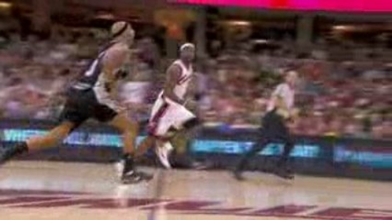 NBA LeBron James takes the pass and finishes with authority