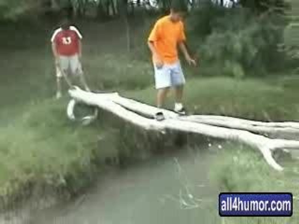 Fat Kid Falls Into Creek