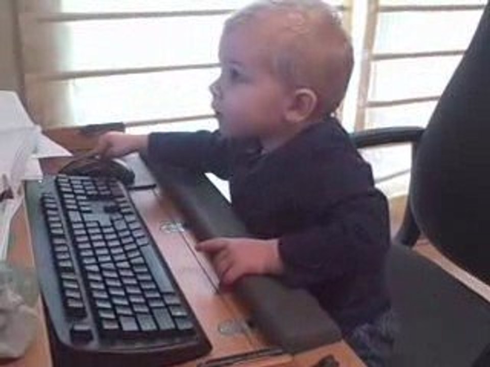 Garrison working on the computer - March '09