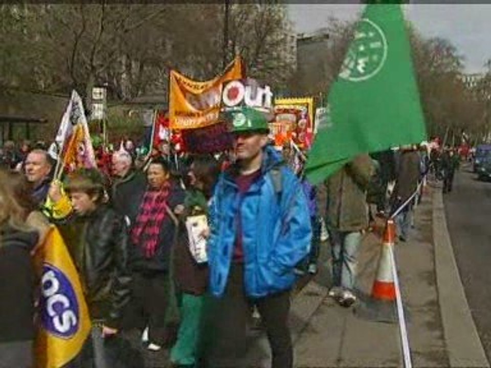 Protestors gather in London ahead of G20 summit