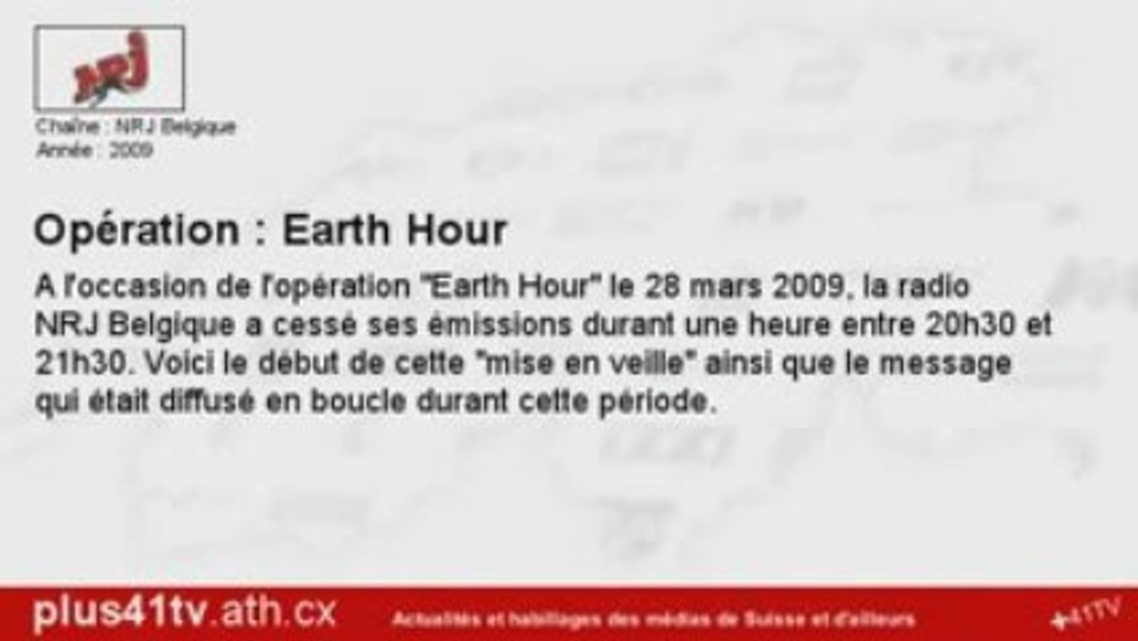 [NRJ Belgique] Opération "Earth Hour"