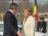 Gordon Brown arrives at Nato summit in Germany