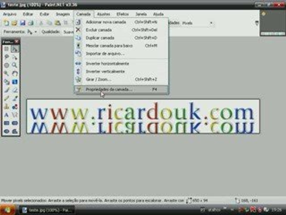 Guia tutorial - paint.net - efeito espelho  imagem