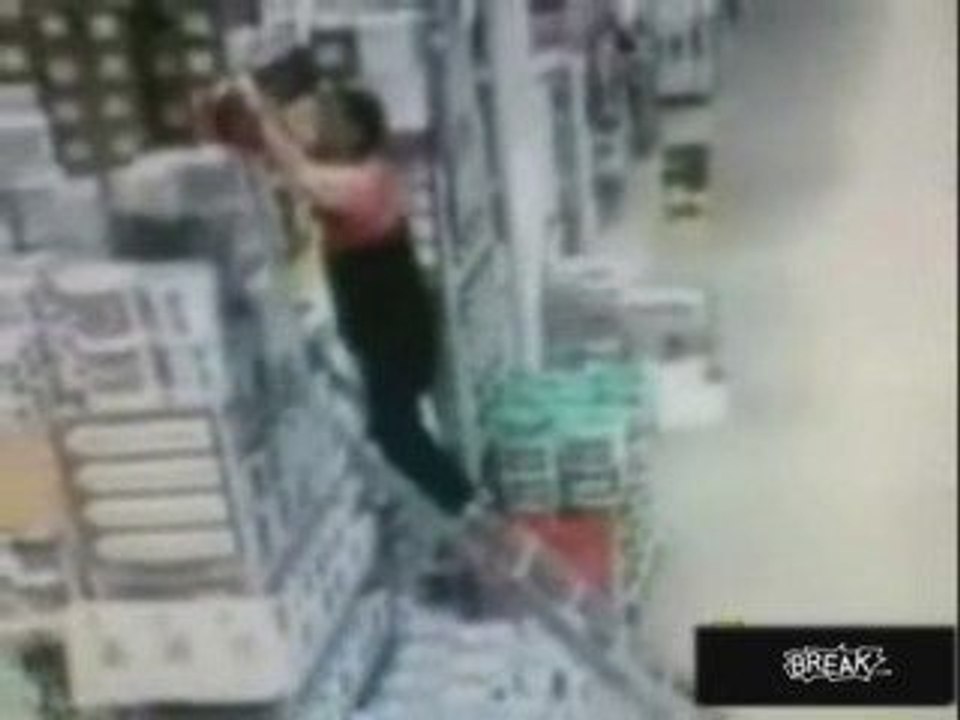 Dumb woman ladder accident