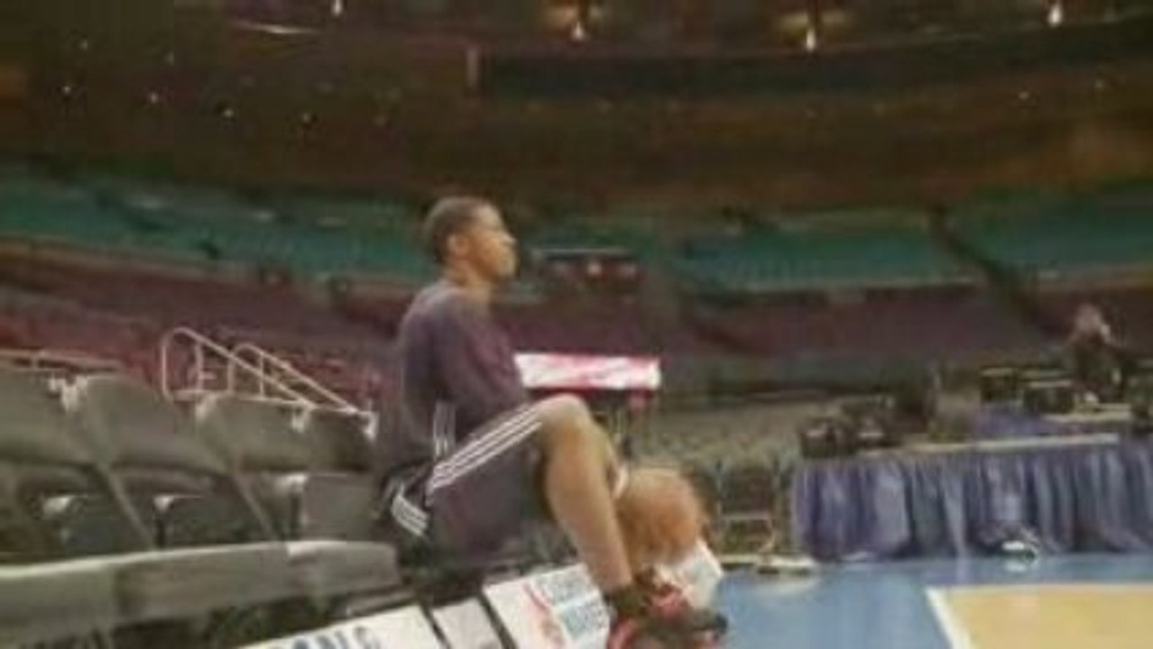 Joe Johnson tries to top LeBron with a sitdown 3 pointer