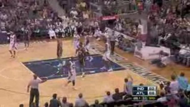 NBA Josh Smith with a huge block against the Indiana Pacers.