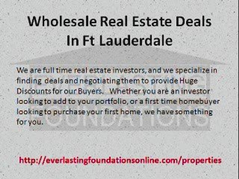 Wholesale Real Estate Deals In Ft Lauderdale