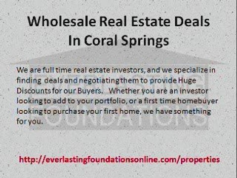 Wholesale Real Estate Deals In Coral Springs