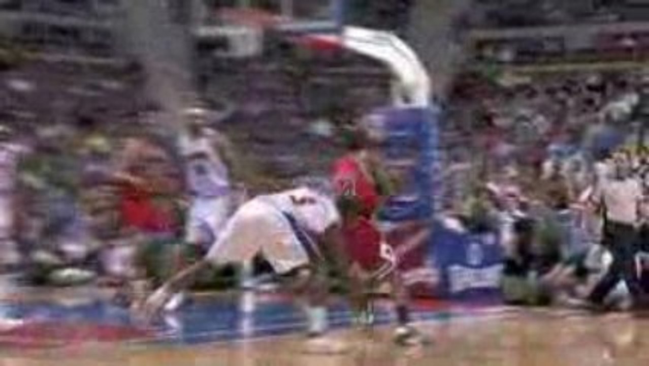 Rasheed Wallace Block on  Tyrus Thomas on the ground.