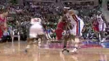 NBA Rip Hamilton gets the steal and nails the lay-up even wi