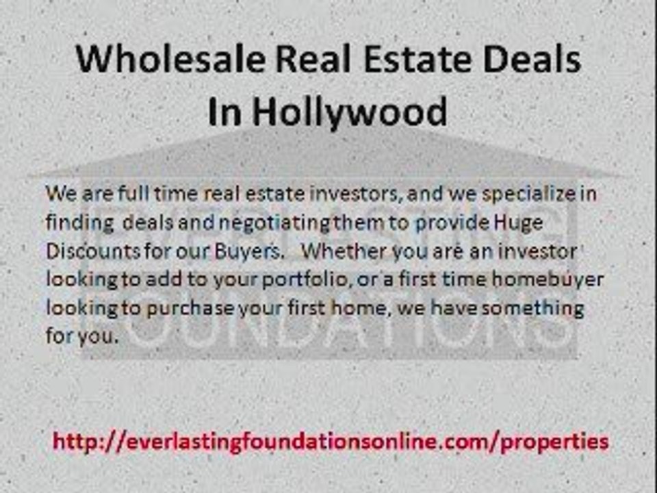 Wholesale Real Estate Deals In Hollywood