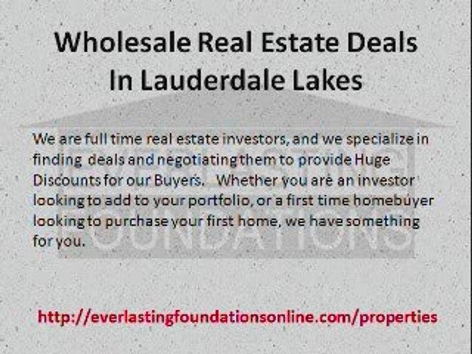 Wholesale Real Estate Deals In Lauderdale Lakes
