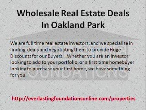 Wholesale Real Estate Deals In Oakland Park
