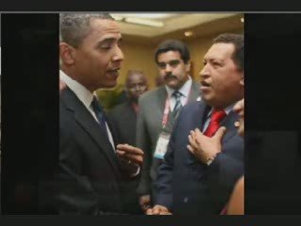 Hugo Chavez & Barack Obama in Trinidad summit