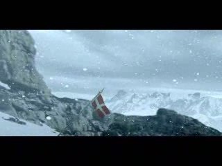 matte painting animé 3d montagne neige étendard