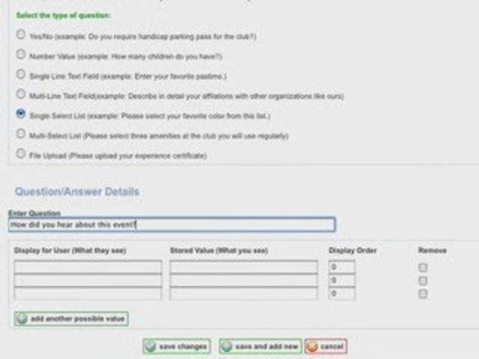 Creating custom registration forms for events