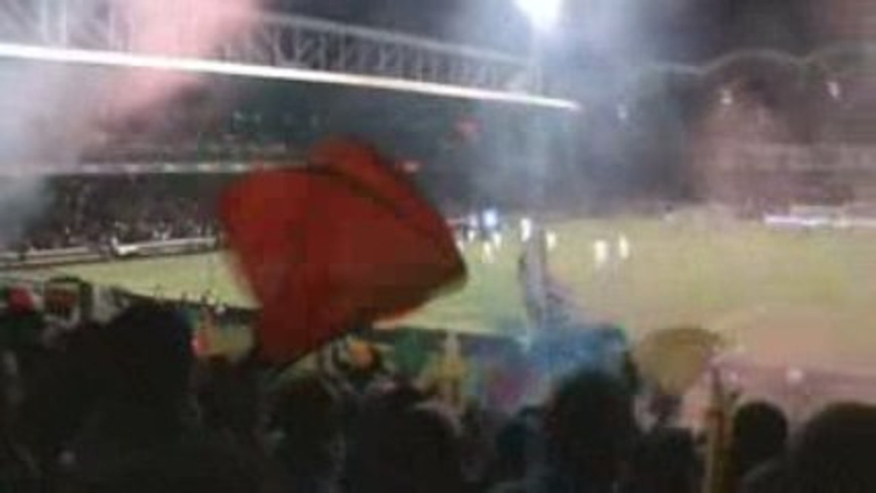 Lyon OM tifo à l entrée des joueurs