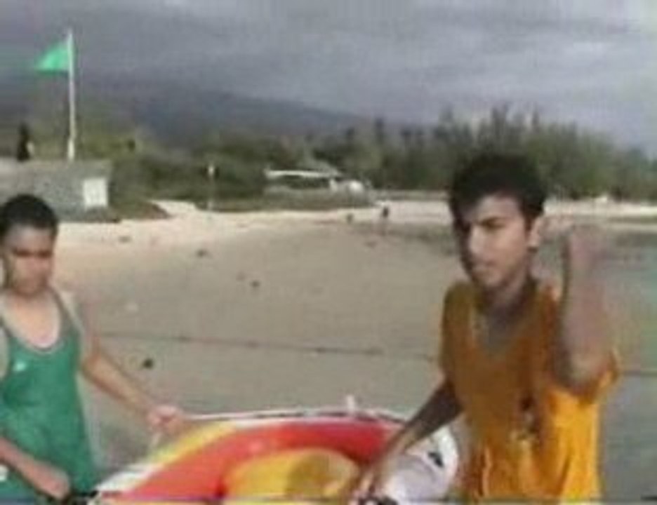 La Réunion 2002 plage St Gilles avec Philippe et Sylvain