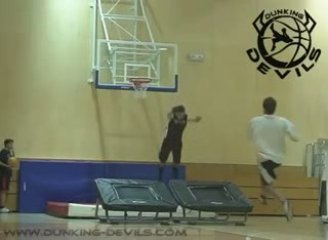 Acrobatic basketball dunks