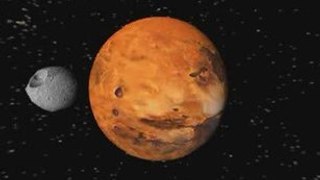 The planet Mars as observed above surfaces of its moons
