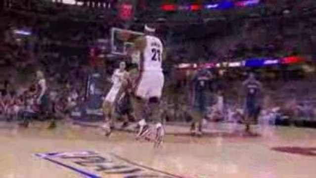 NBA LeBron starts a give-and-go with Big Z and finishes it w