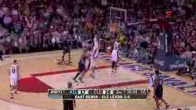 NBA West drives to the hoop for a lay up but Big Ben is ther