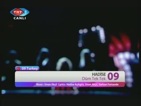 Eurovision 2009 Semi Final / Hadise- Düm tek tek