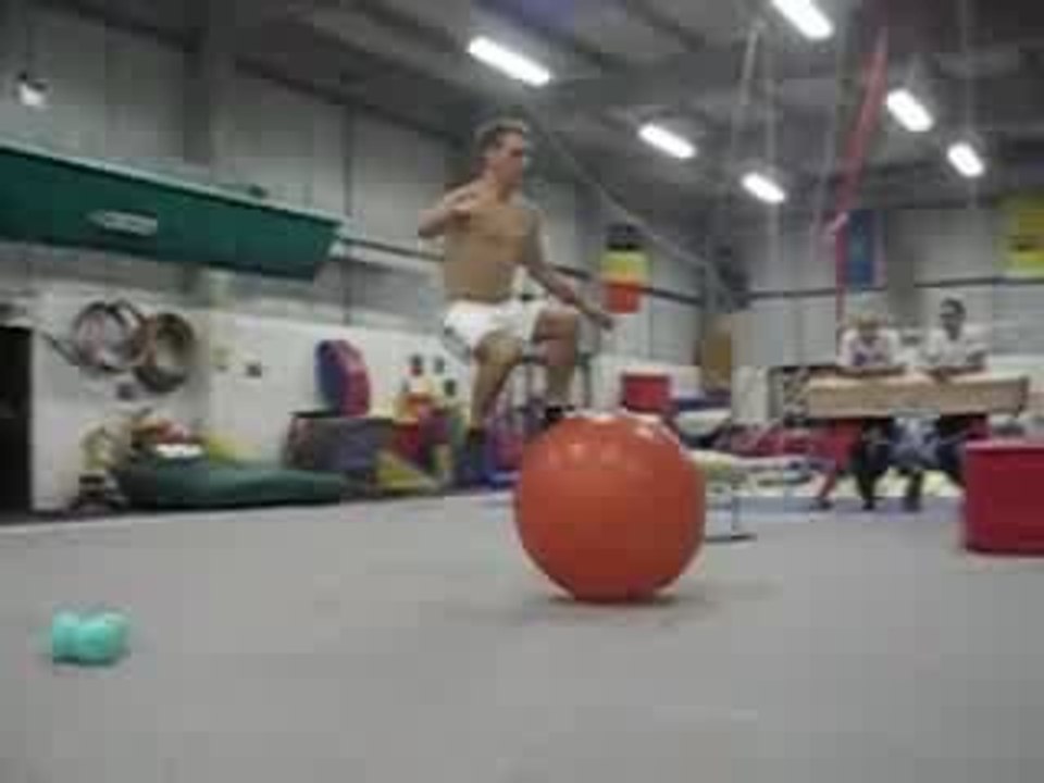Amazing yoga ball flip