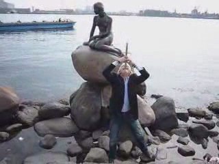 Sword Swallowing with the Mermaid in Copenhagen
