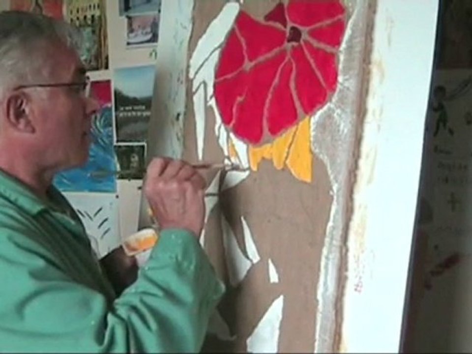 Peinture sur jute froissé J916  87x67