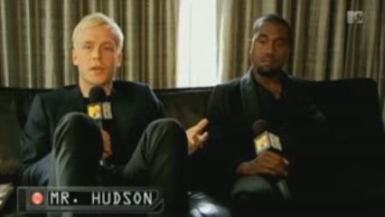 Kanye & Mr. hudson on the set of Supernova